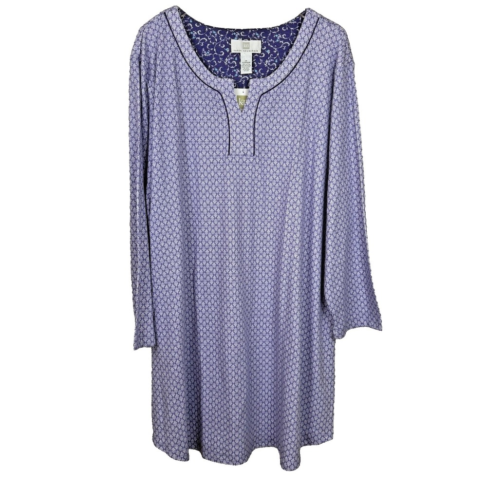 Karen Neuburger Sleepshirt Womens 3X Purple Jersey Knit Nightgown Cottage NEW